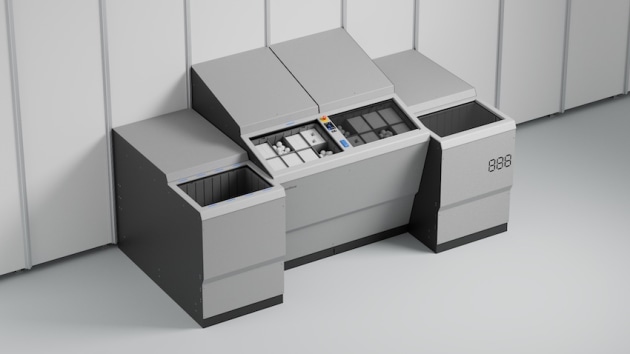 Designed with the well-being of warehouse operators in mind, FusionPort maximises employee performance by presenting two tilted order-picking Bin openings and visual picking aids. Image: AutoStore