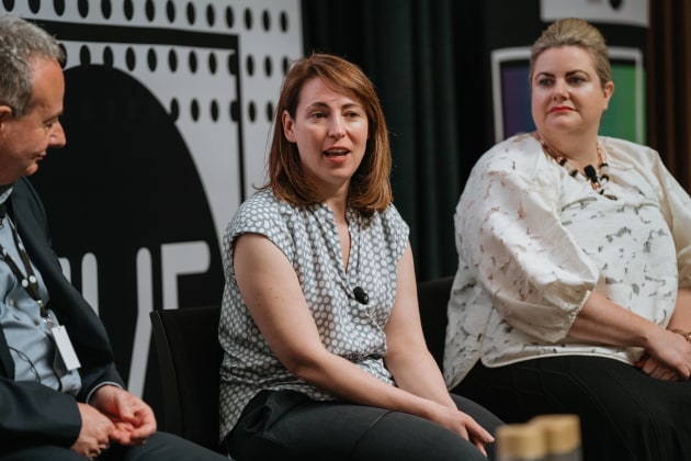 Main Sequence Principal Gabrielle Munzer discussing the wealth of innovation and food tech projects underway in Australia. (Photograph by Arianna Harry)