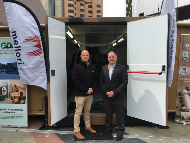 It&rsquo;s time to think inside the box! GDS General Manager Clint Evans and colleague Jeromy Bendall at Land Forces 2018.
Ewen Levick