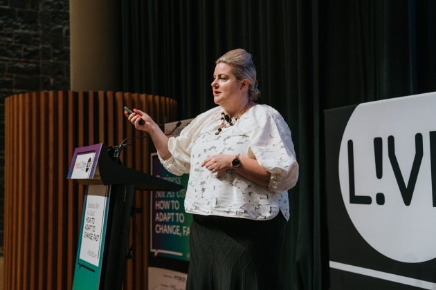 National Lead for Consumer Packaged Goods and Agribusiness for KPMG, Georgie Aley, sharing valuable insights into the current operating environment. (Photograph by Arianna Harry)