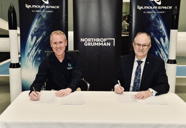 Adam Gilmour and Chris Deeble signing the agreement.
Supplied