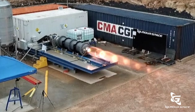 Glimour Space conducts test fire of world's largest single-port hybrid rocket engine. (Credit: Glimour Space)