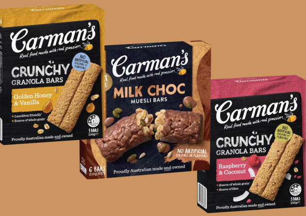 Breakfast and snack food company, Carman&rsquo;s Kitchen, have released new oat-based bars to boost Australian diets &ndash; Granola Bars in Honey & Vanilla and Raspberry & Coconut, and Milk Choc Classic Muesli Bars.
Source: Carman's