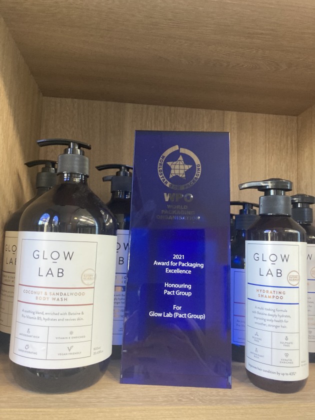 Pact Group for the New Zealand Earthwise Glow Labs brand of PCR 100% rPET bottle range.