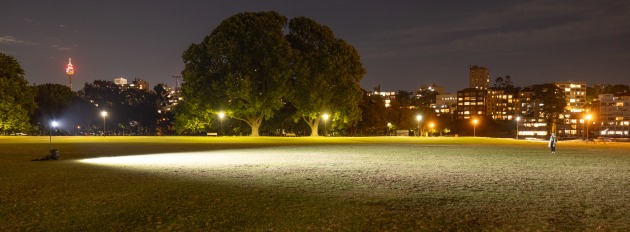 Two seconds @ f/2.8, 200ISO @ 24mm. The subject was placed in almost complete darkness, and you can see the light falloff on the grass surface. Image: Tim Levy
