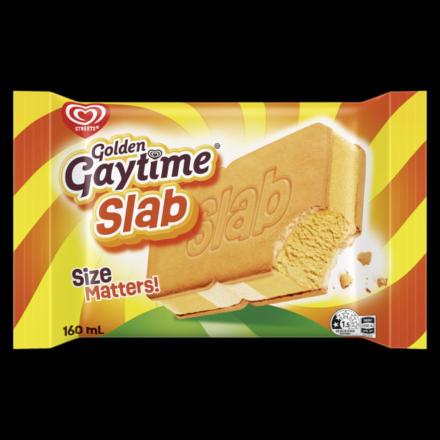 If a Golden Gaytime ice cream left you wanting more, its latest variation may hit the spot. The Golden Gaytime Slab delivers a bigger, bolder, biscuit-ier offering. (Source: Streets)