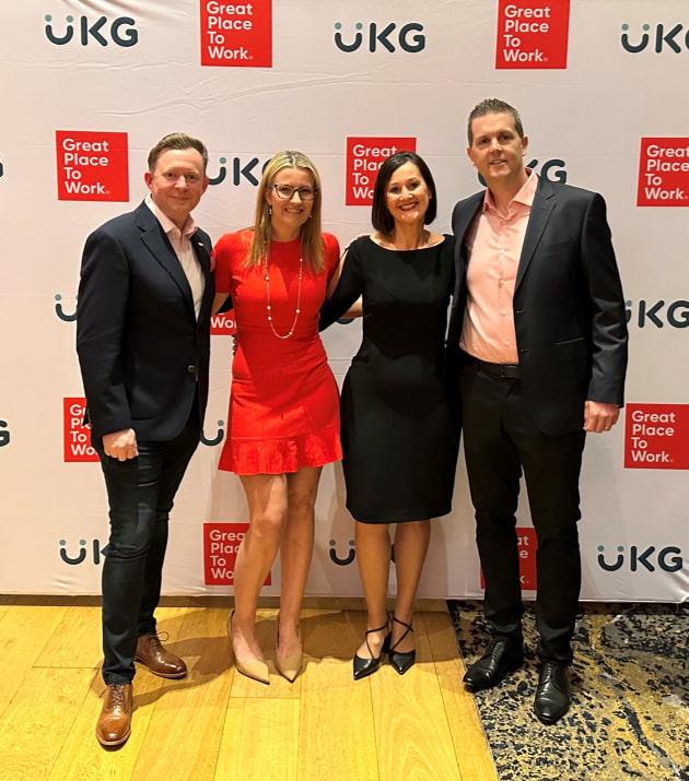 Specsavers ANZ executive team and partners. L-R: retail director Dominic Savill; optometrist partner at Keysborough Stephanie Park; people director Karen Clancy; MD Paul Bott.