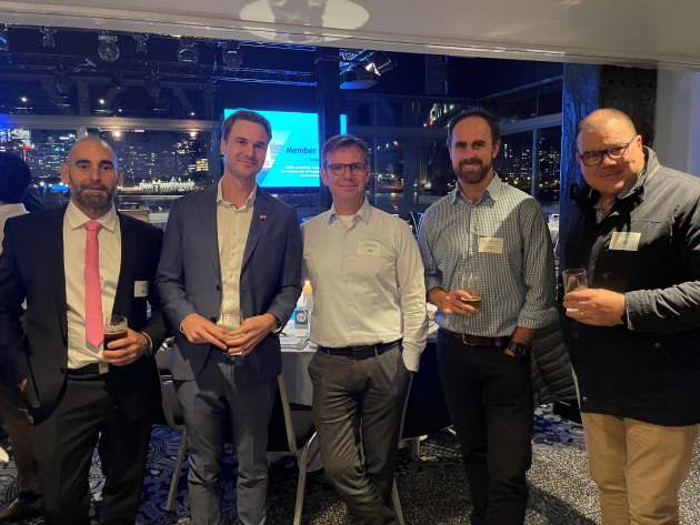 Ian Judd and Max Jarmatz of Nord, with Jens Kautzky of KHS, Kris Vandenbroucke and Sean Ledbury  of Packsize.