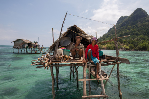 Insalmali & Muslina are an elderly Bajau Laut couple that live off Bodhgaya Island. &copy; Mark Lehn.