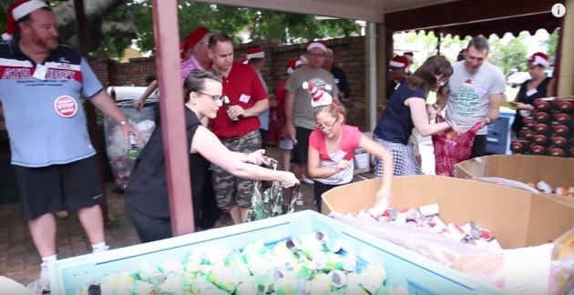 The Christmas party in Brisbane is a way of giving a hand-up to Australians in crisis.