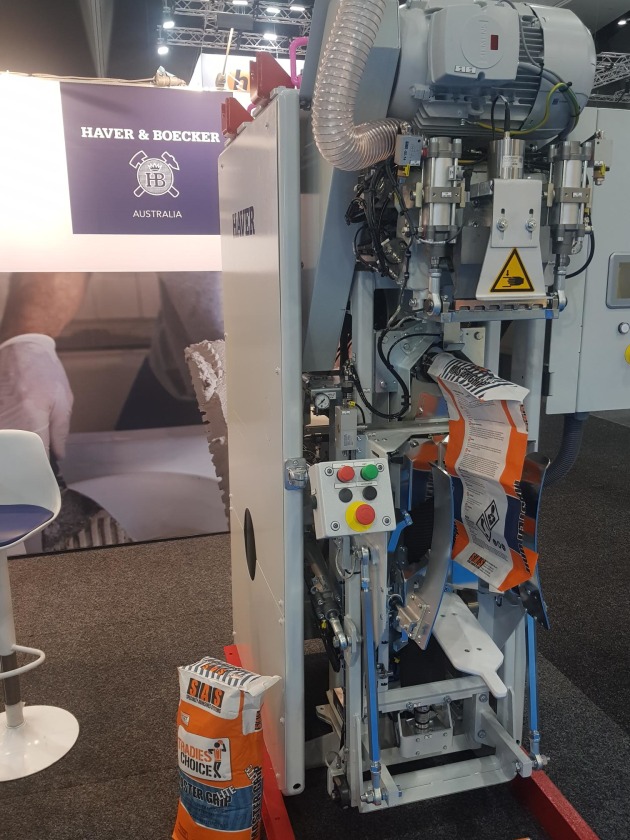 The new Roto-Lock comes on all new Haver & Boecker packing machines like this new Elementra on show at AUSPACK and can be retrofitted onto existing machines.