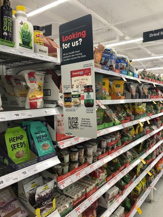 Coles has announced it will integrate health products, traditionally stocked in the health food aisle, into their respective categories across the store. The breakfast aisle is the first to undergo transformation.
