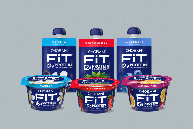 The new Chobani FiT range was developed exclusively for the Australian market. Packaging graphic design is by The Key Branding.
