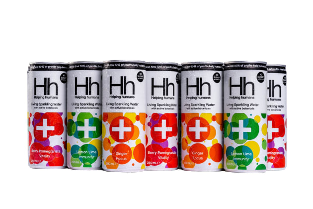 SPC&rsquo;s Helping Humans canned sparkling waters allow consumers to choose which charity their purchase will support. Image: SPC