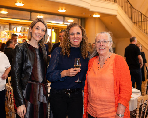 The Hive Awards 2024: Business Excellence (>75pax) finalist Mondelez International senior manager, Corporate and Government Affairs - Sustainability Lead, Amber Beaumount, and director, RDQ Business Unit Lead JANZ and RDQ Chocolate, Natalie Thomas, and Best Processing Award winner, East Forged co-founder, Tania Stacey.