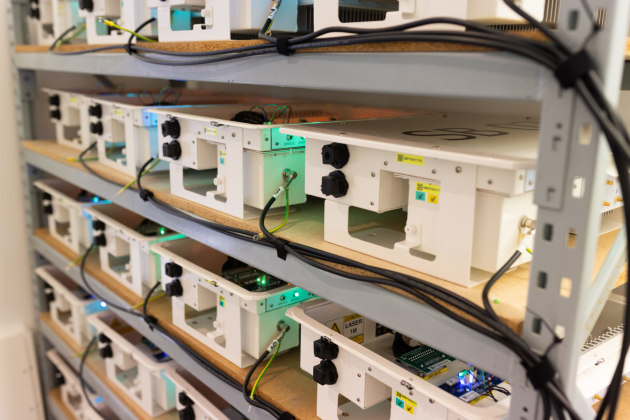 24 prototype PaSD SMART boxes ready to be installed at the SKA site. 
Credit: ICRAR