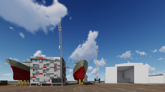 Artist's impression of the $5 million Badge Constructions shipbuilding tower to be built at Henderson. Credit: BAE Systems