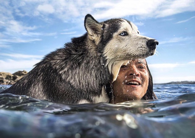 &copy; Jessica Hromas. This image of Mark and Saskia was created during Sydney&rsquo;s pandemic lockdown period in 2021. This was a
joyous moment in what had been a very bleak time and created when restrictions forbidding people to swim
or surf at Bondi Beach were relaxed. Created for the Sydney Morning Herald it was included in the Living Memory:National Photographic Portrait Prize 2021 and was recognised with a Distinction award.