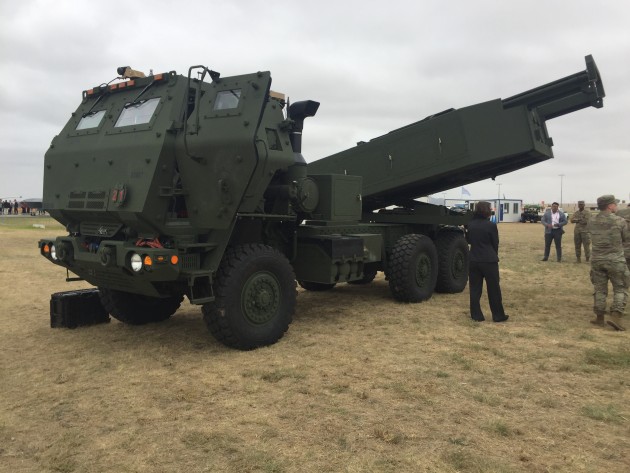 A HIMARS on display at the 2023 Avalon Airshow. (Max Blenkin)