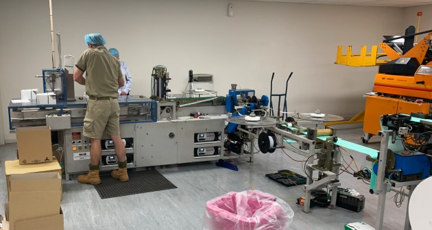 The federal government recently deployed ADF staff to assist in stepping up mask production at Med-Con.