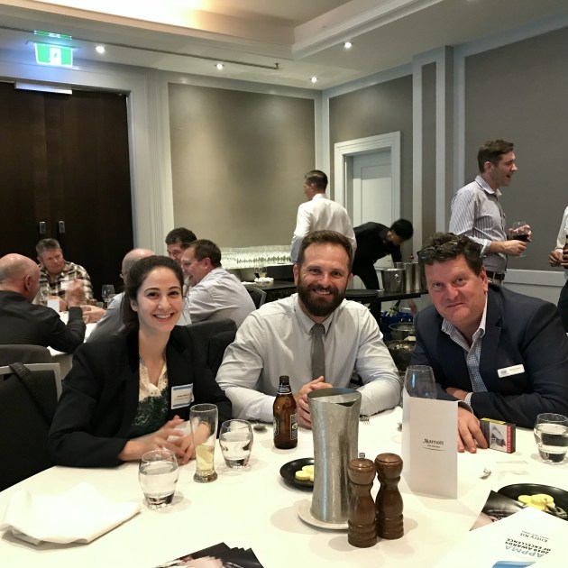 From left: Anne-Marie Mina and Albert Kruger from AUSPACK organiser ETF, with APPMA Board member Mark Emmett from HMPS.