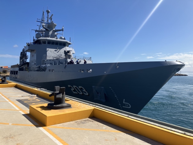 An Arafura-class Offshore Patrol Vessel. 

Credit: Babcock Australasia