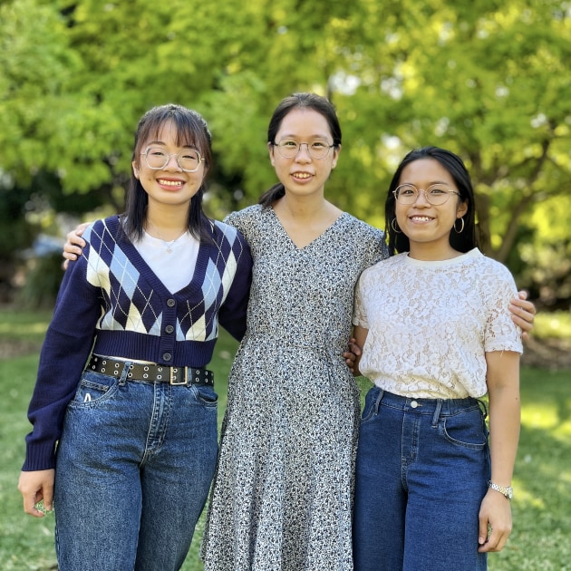 Undergraduate research at the University of Adelaide is proving invaluable to the Fight Food Waste Cooperative Research Centre&rsquo;s research into consumer perceptions, program leader Dr Dianne McGrath says. Left to right: Thai Phuong Anh (Alicia) Nguyen (Vietnam), Xuan Li (China) and Jia En Sit (Malaysia). (Image Source: FFW CRC)