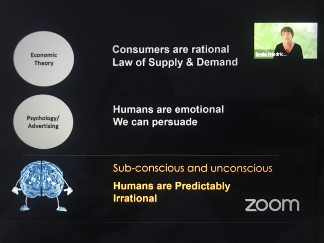 Behavioural scientist Sonia Friedrich was the keynote speaker, and shared with the virtual audience her first-hand experimental research in behavioural economics.