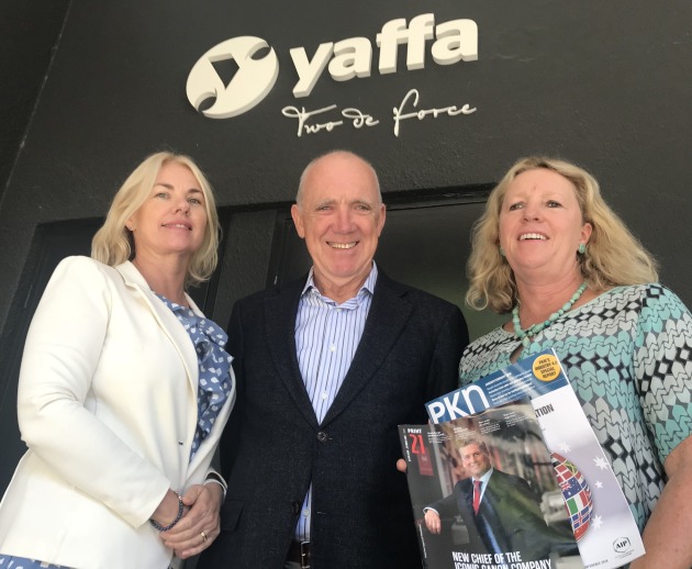 Yaffa Media MD Tracy Yaffa (right) and PKN publisher, Lindy Hughson (left)  welcome Print21's Patrick Howard to the Yaffa fold.