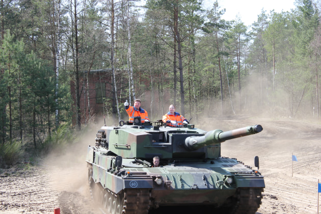 Nothing says fun like PPE in a tank on a German test range. (Katherine Ziesing)