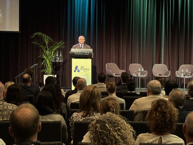 Delegates at AltProteins24, listening to keynote speaker, head of the Global Alliance for a Sustainable Planet, Satya Tripathi, (Image: Yaffa Media)
