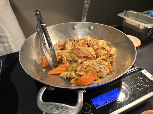 GOOD Meat plant-protein chicken in a ginger soy stir-fry, From the US, it has built a reputation for setting the benchmark for plant-based chicken. Part of AltProteins24 Novel Food Tasting lunch.(Image: Yaffa Media)