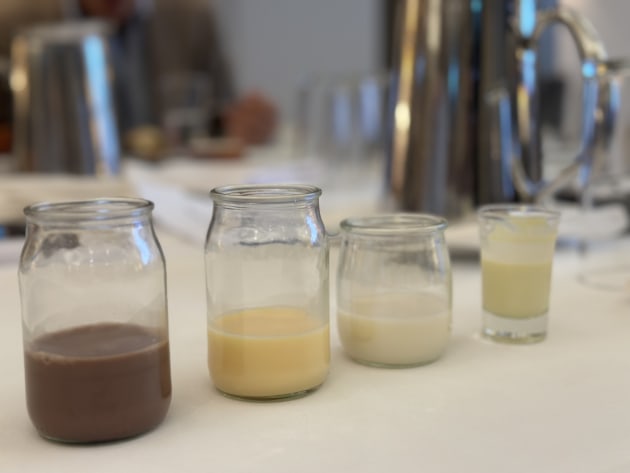 Perfect Day's Bored Cow animal-free milk. Made using precision fermentation, its production uses 96% less land, 67% less water, and has 44% fewer emissions than traditional dairy. Part of AltProteins24 Novel Food Tasting lunch.  (Source: Food & Drink Business)