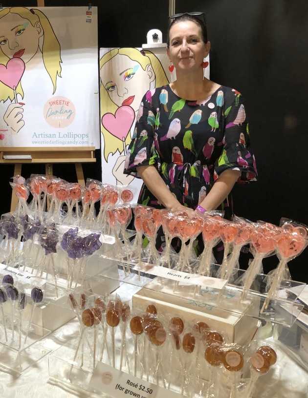Jill Jones-Evans been making artisan lollipops under the Sweetie Darling Candy brand for a year and she sells these online and at foodie-oriented shows and exhibitions. Her products are also sold at Sugar Republic candy popups in a growing number of capital cities.