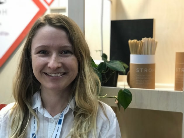 Teresa Ayloft went back to the original with her wheat stem straws. One of the finalists in SnackFutures Future of Snacking Pitch competition at Global Table.