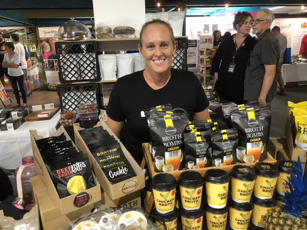 Boneafide Broth Co exhibiting innovative freeze-dried chicken broth products.