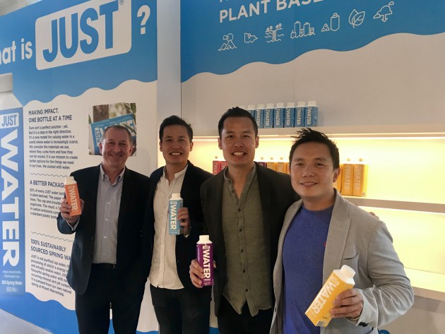 Andrew Pooch with William, George and Ben Tan in the Slades Beverages showroom.