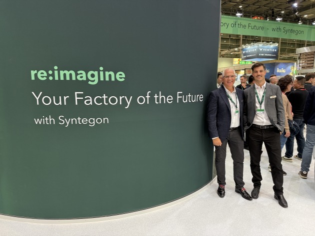 Peter and Matthew Pontikis of Nupac on the Syntegon stand.
