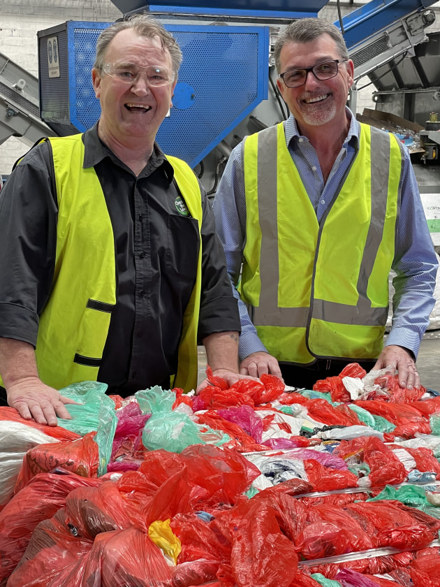 A strong year: Close the Loop Group CEO Joe Foster (right) with Steve Morris, director of the Close the Loop recycling division in Australia.