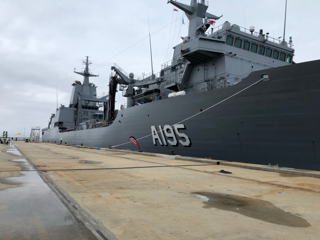 The Royal Australian Navy (RAN)&rsquo;s new Auxiliary Oiler Replenishment (AOR) ship, NUSHIP Supply, arriving at HMAS Stirling, Garden Island in Western Australia. (Supplied)