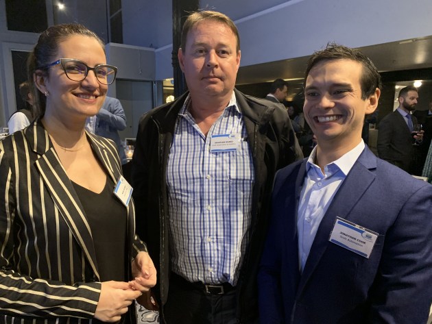 (from left) Mira Kozah, Executive PMC; and Kristian Guard and Jonathan Cook, Scott Automation and Robotics.