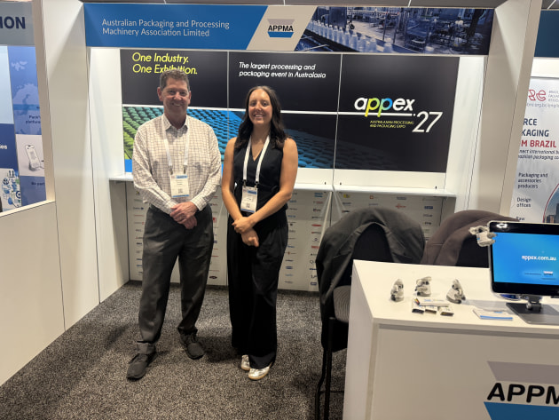 Connecting APPMA to the global conversation: APPMA's Michael Moran and Denni Egan at Pack Expo Chicago. Image: PKN