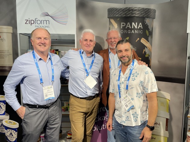 Zipform crew (l-r) Peter Boundy, John Bigley and David Kirkpatrick, with visitor Michael Grima from QDesign Enterprise.