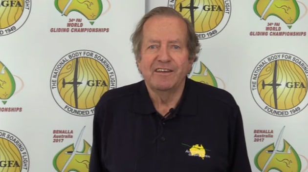 Ingo Renner was often the face of Australian gliding. He he fronts a GFA video welcoming pilots to the World Gliding Championships held at Benalla in 2017. (still from a GFA video)