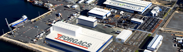 Artist's impression of the massive Forgacs Marine and Defence shipbuilding hall currently under construction on the Civmec site at Henderson, WA. Credit: Civmec/Forgacs Marine & Defence