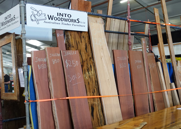 Into Woodworks offered jarrah,silky oak other species in slabs along with craft blanks