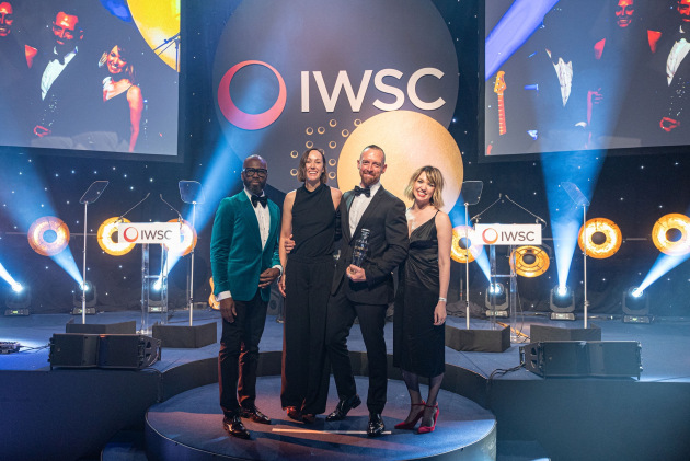 Curatif founder and MD, Matt Sanger, on stage receiving the trophy for RTD Producer of the Year for the second year in a row at the International Wine & Spirit Competition.