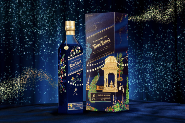 Johnnie Walker Blue Label will feature a limited edition design created in collaboration with fashion designer Rahul Mishra for the Indian festive season. 
Source: Johnnie Walker