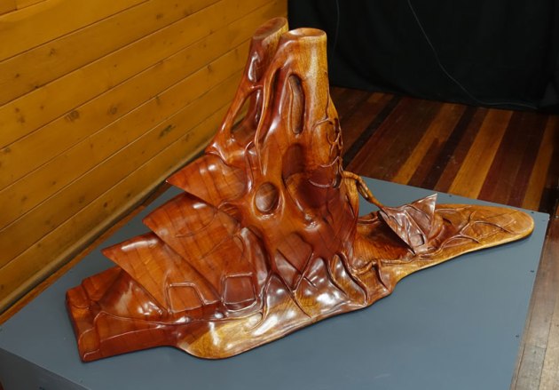 Jack Wilms, Nature's Performance at the Opera House, red cedar.
"Progress means advancing towards a more desirable form. The artist's depiction of how nature will always prevail."