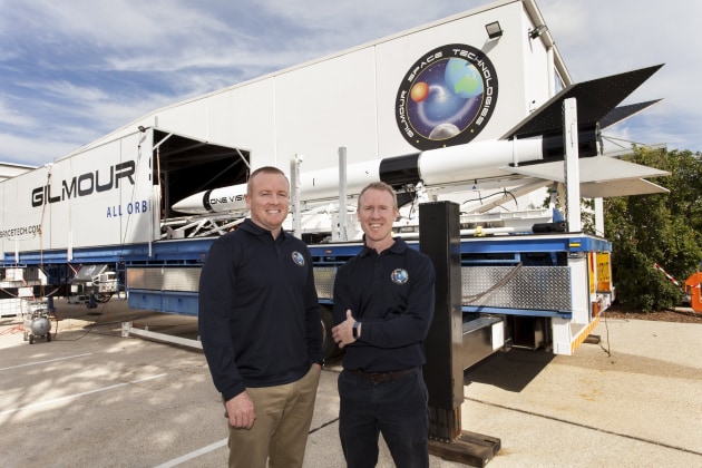 James and Adam Gilmour with their company's rocket.
Gilmour Space